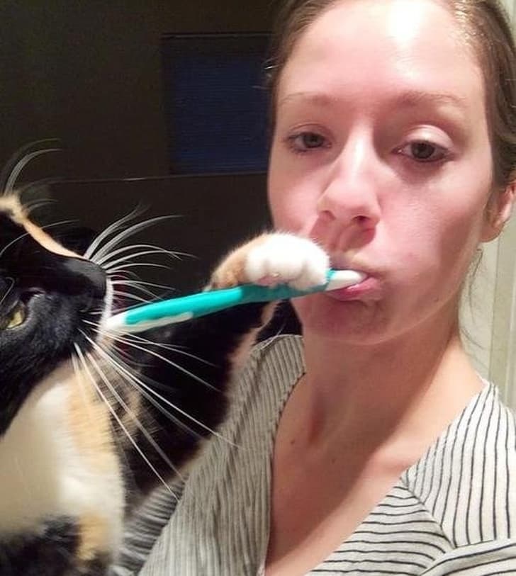Every morning when I brush my teeth.