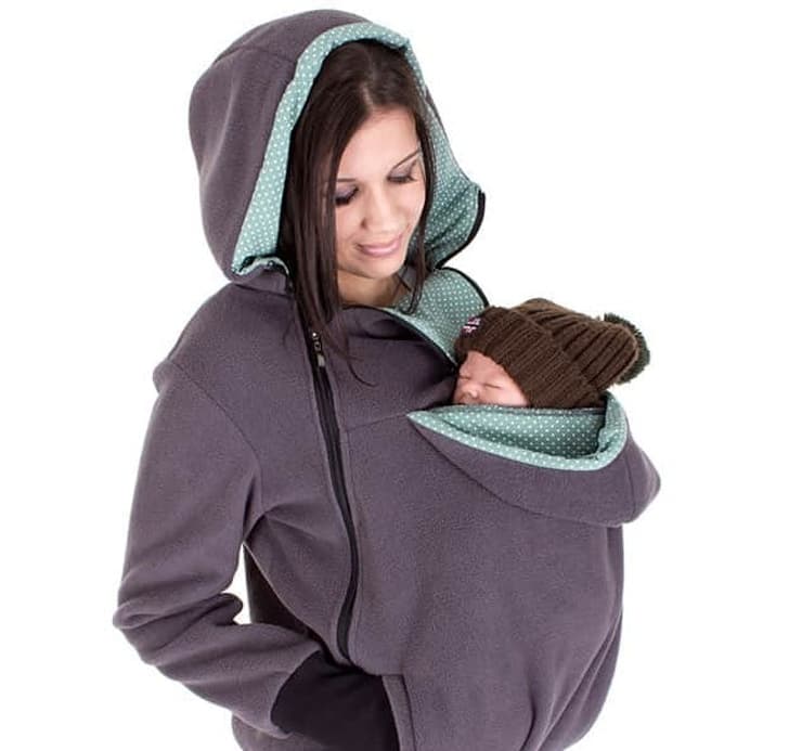 A baby carrier hoodie