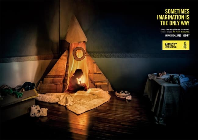 “Sometimes imagination is the only way.” — Social advertising against child abuse