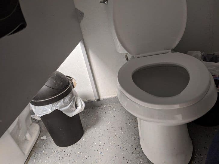 “The dividers in this stall are way too high up. They could see my thighs!”