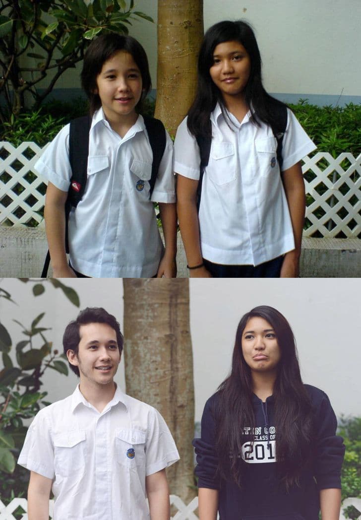 “My best friend and me during our first day of high school and then our last day!”