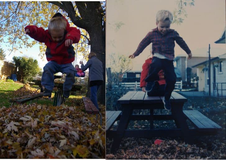 “My son in 2010, and me in the ’80s — both were taken in my parents’ backyard.”