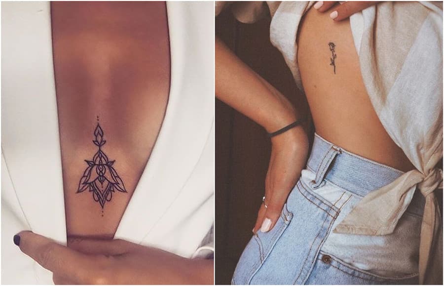 23. Classy Chest & Rib Tattoos for Women