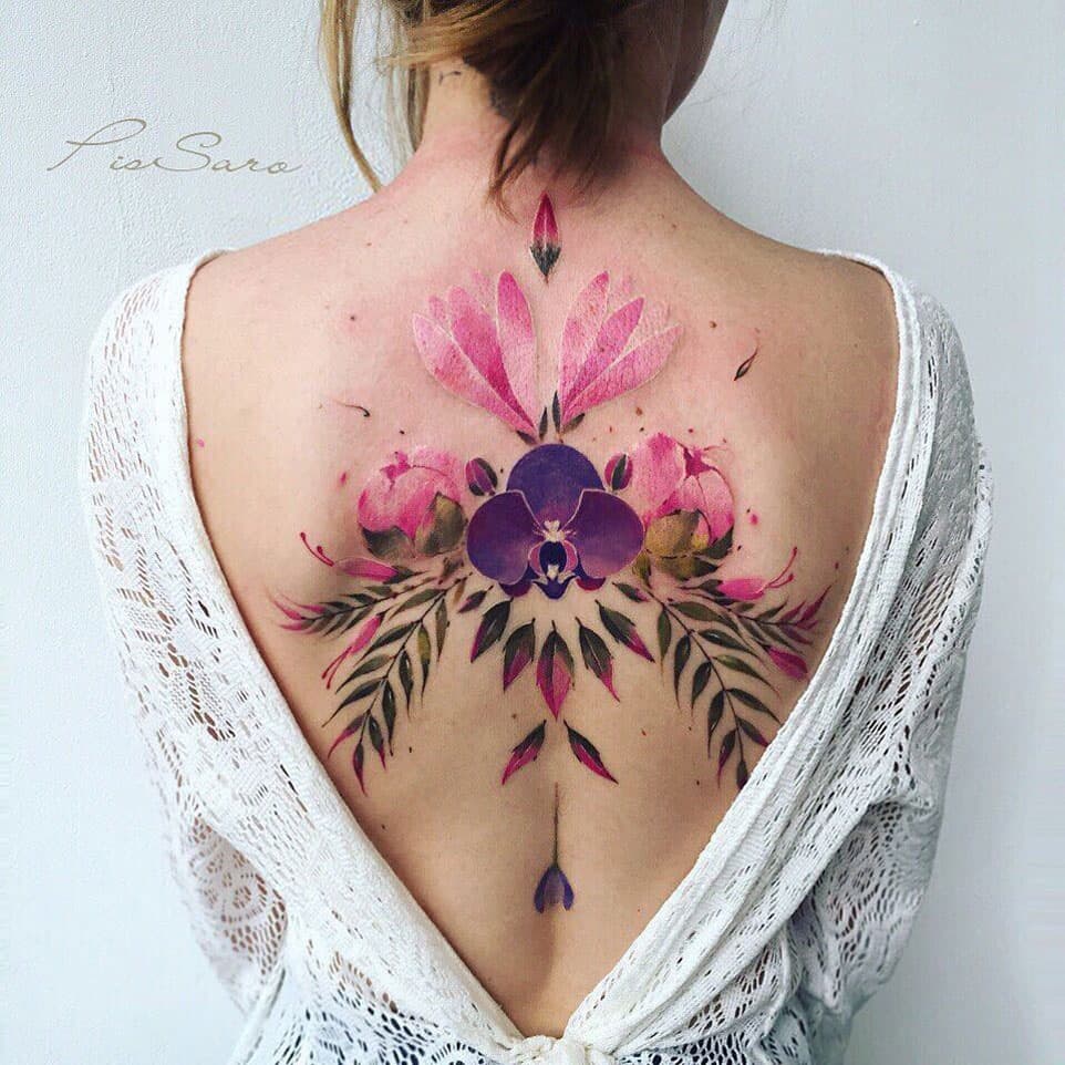 16. Back Tattoos Idea – Flower