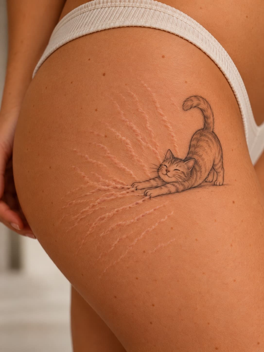 A Playful Cat and Pale Threads