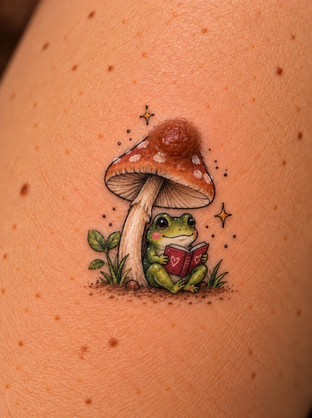 A Frog Beneath a Mushroom