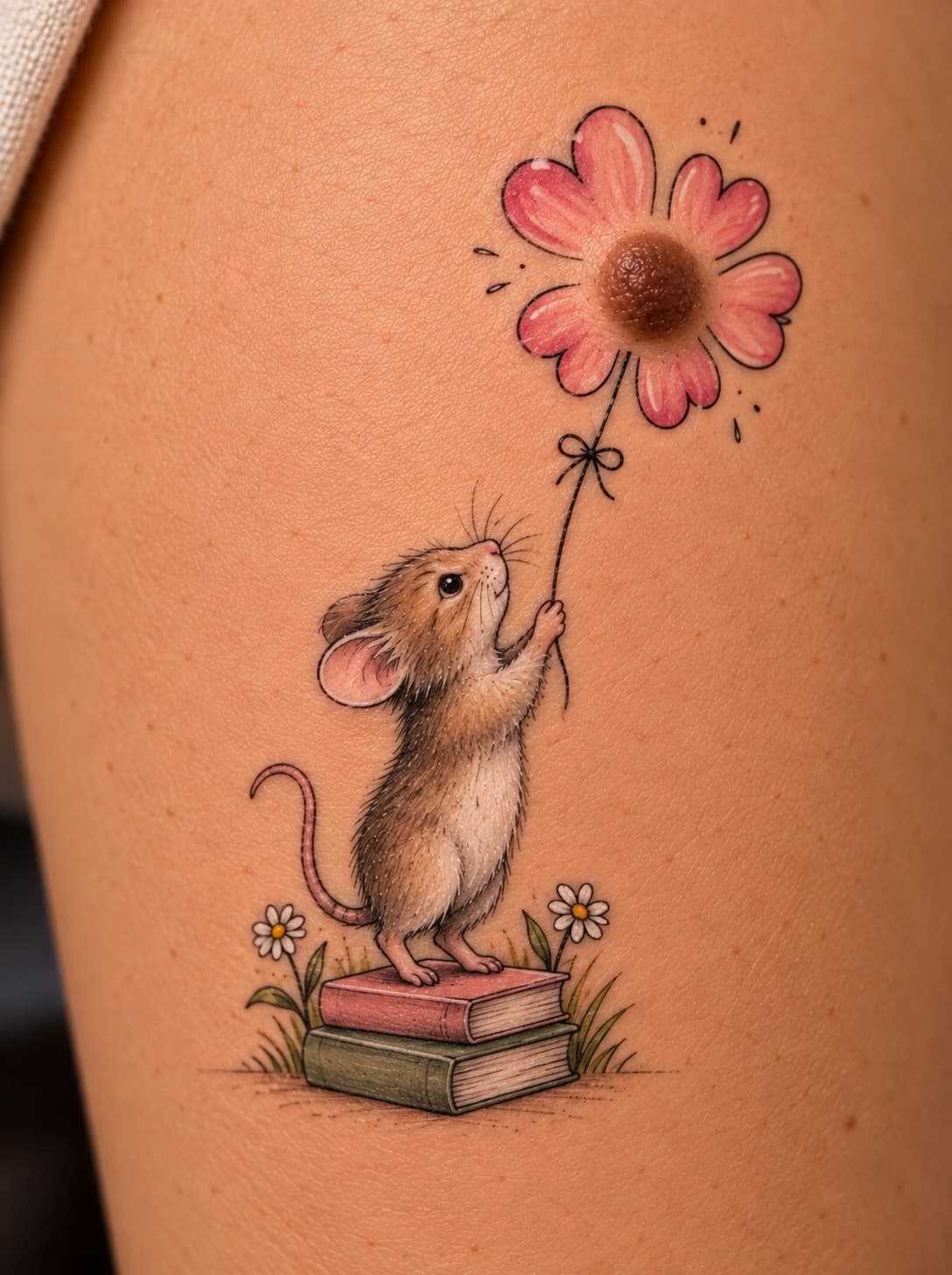 A Mouse Holds a Flower Balloon