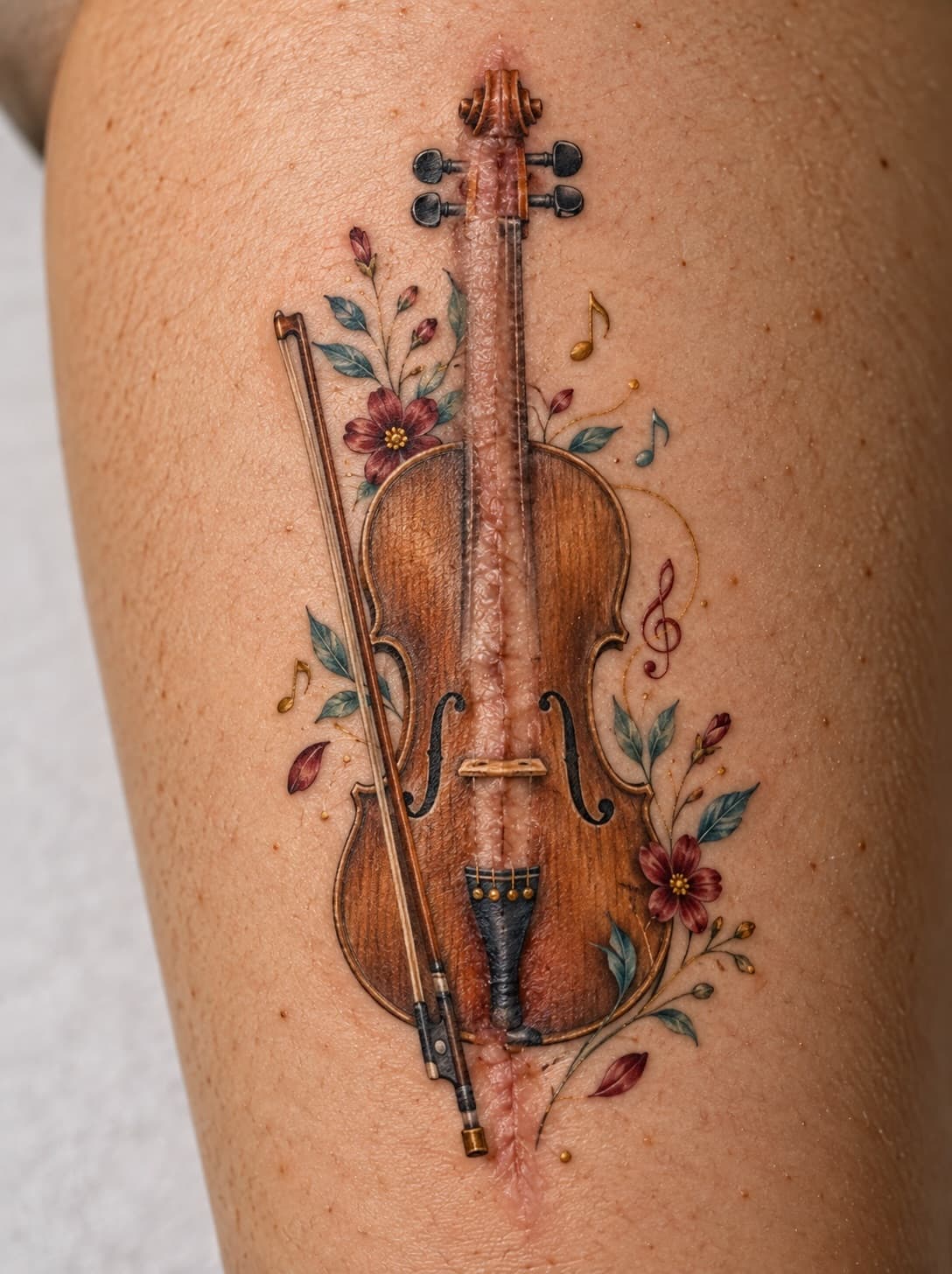 A Violin Wrapped in Flowers