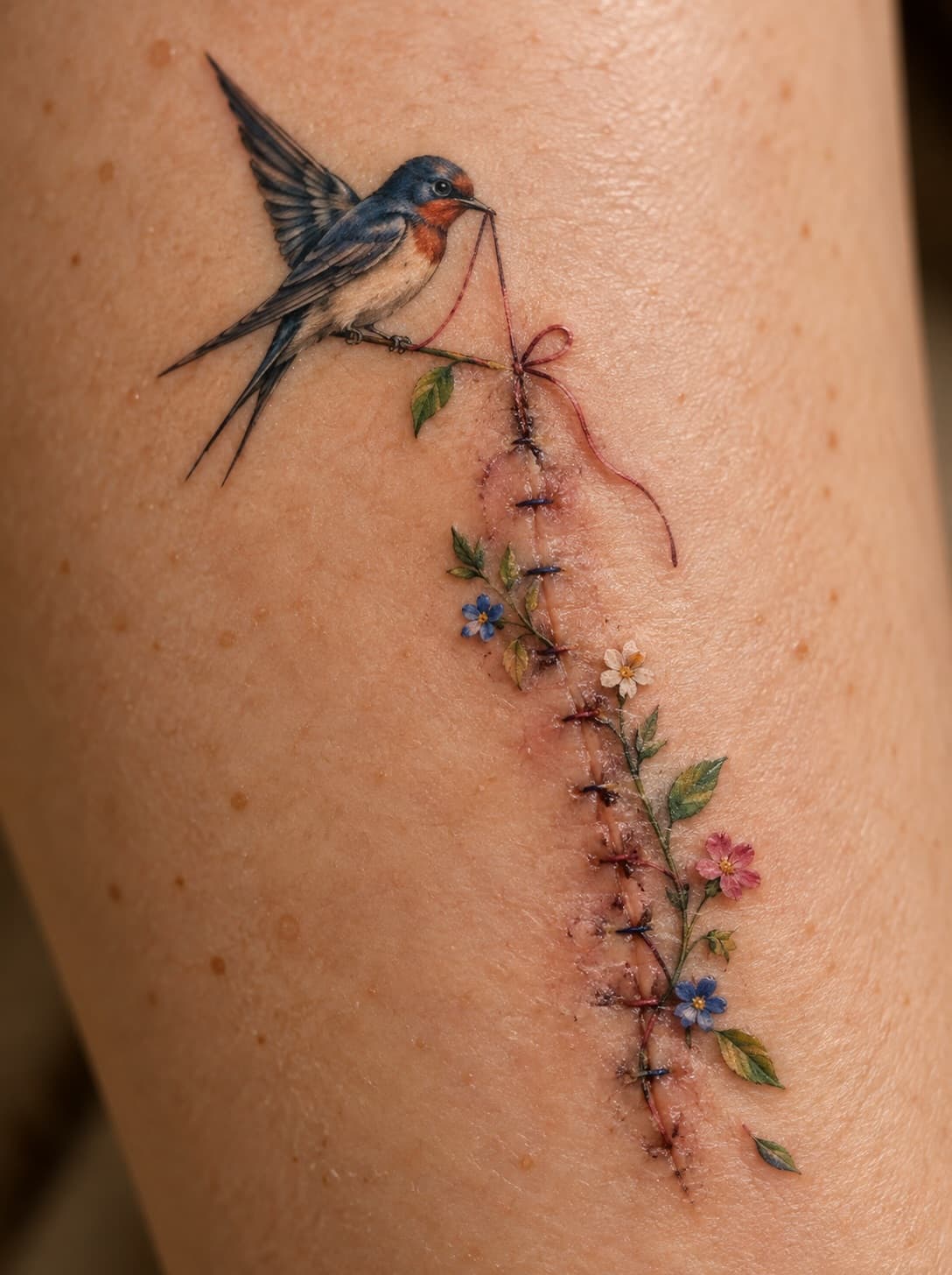 A Swallow and a Flowering Seam