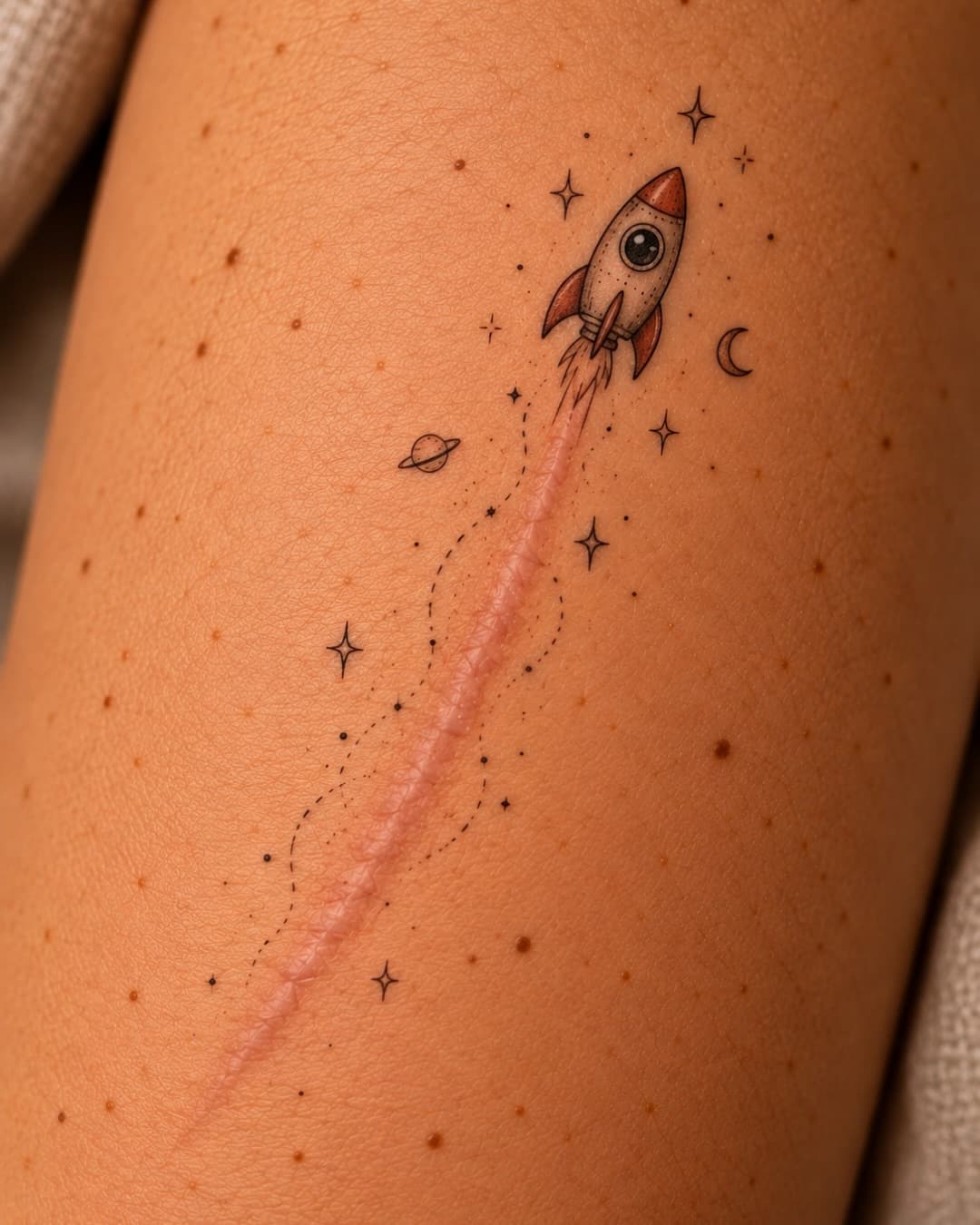 A Rocket With a Pink Trail