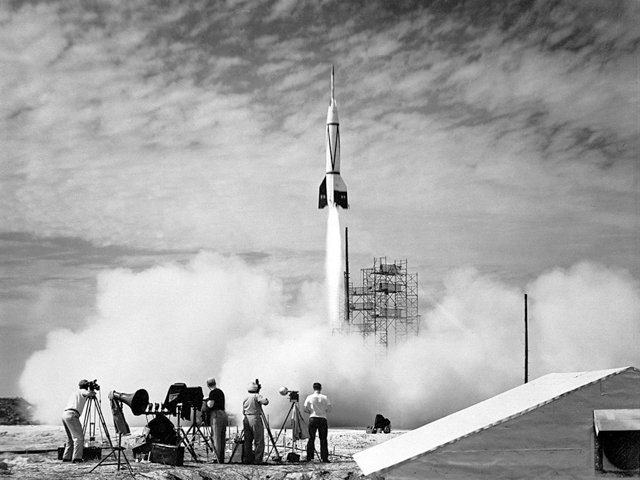 The First Cape Canaveral Launch Photograph